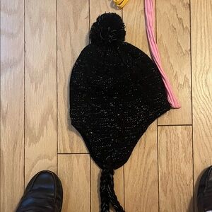 Black Knit Pom-Pom Kids Hat